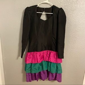 JODY VINTAGE LAYERED BOW KEYHOLE DRESS